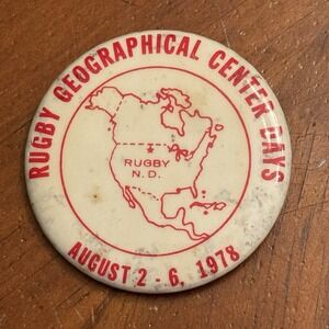 Rugby Geographical Center Days 1978 North Dakota Vtg Pinback Button Round Circle